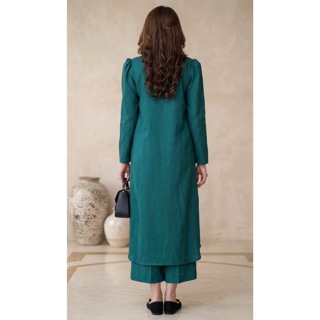 Teal Green A-Line Kurta for Women – Elegant Daily Wear - MY12D15