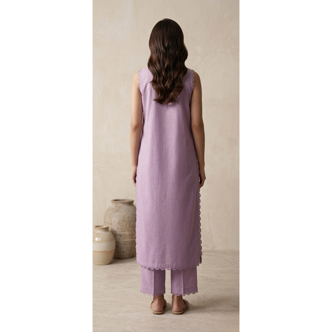 Lavender Straight Sleeveless Shirt Trouser - MY12D13