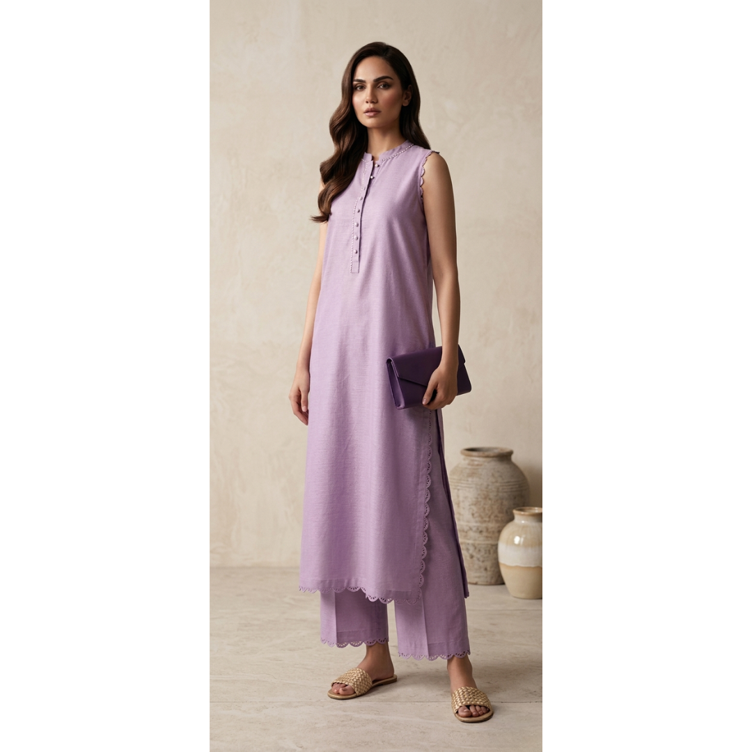 Lavender Straight Sleeveless Shirt Trouser - MY12D13