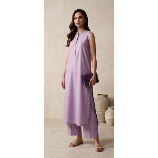 Lavender Straight Sleeveless Shirt Trouser - MY12D13