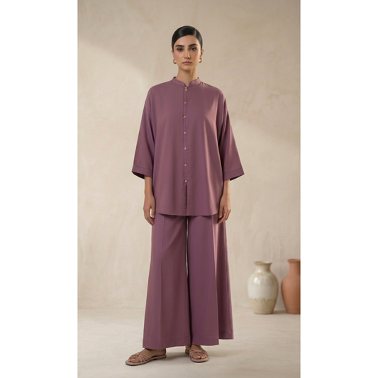 Mauve Relaxed Fit Kurta Trouser Set - MY12D03