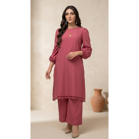 Rose Pink Kurta Trouser Set - MY12D11