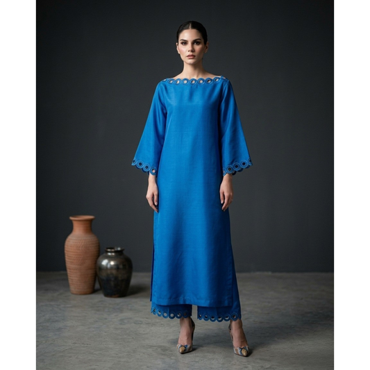Royal Blue Minimal Bell Sleeve Dress