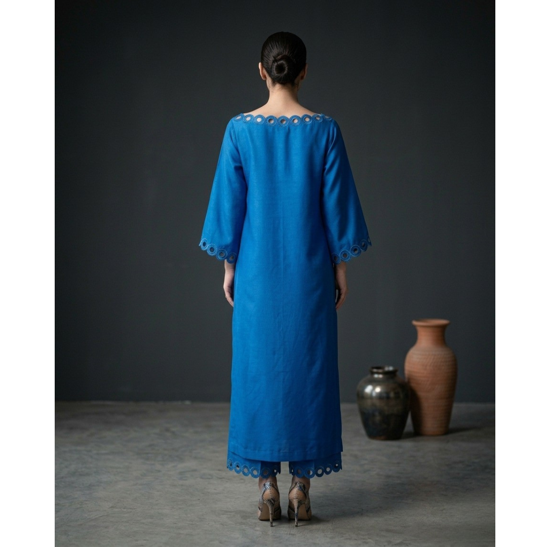 Royal Blue Minimal Bell Sleeve Dress